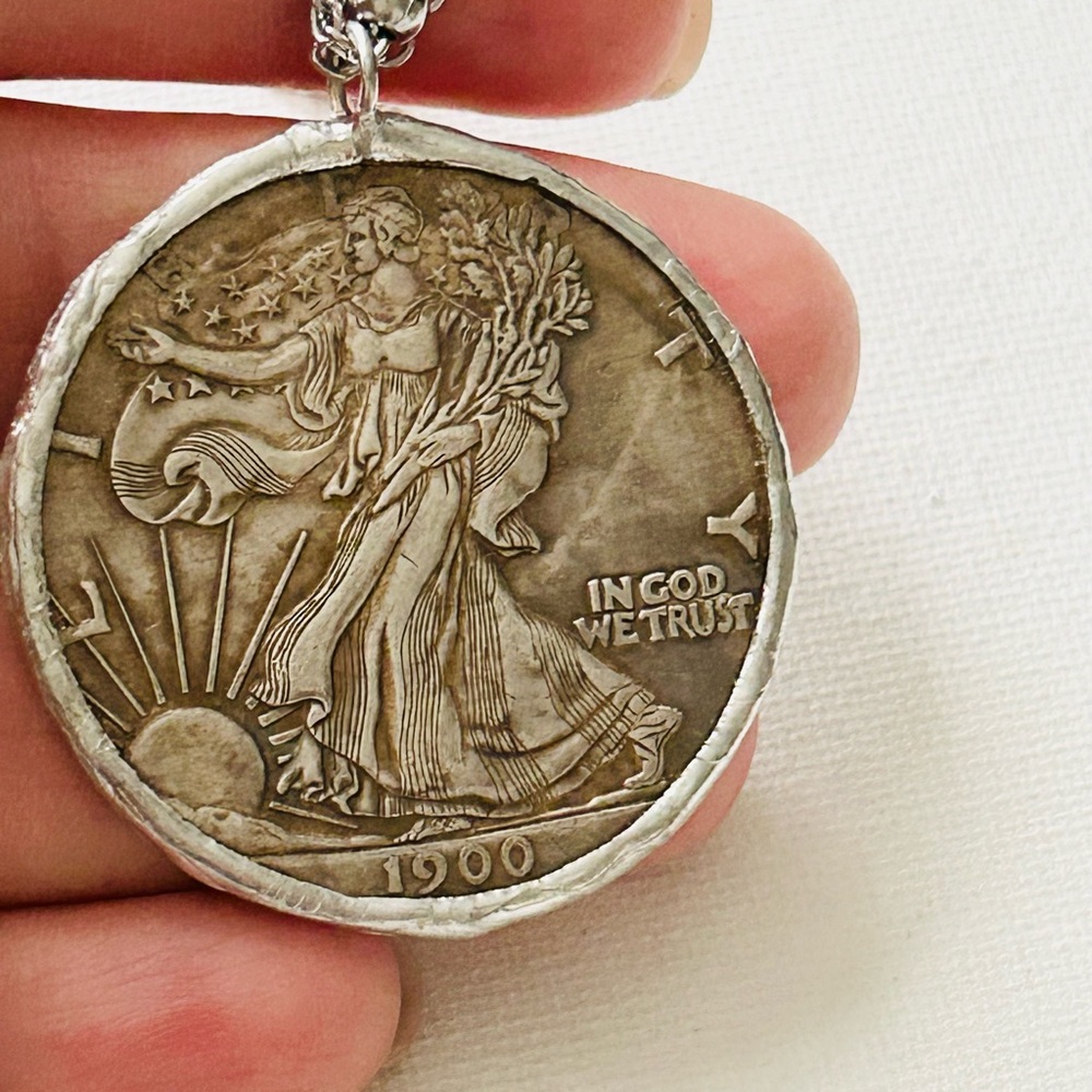 Silver Coin Pendant Necklace - Picture 5 of 7
